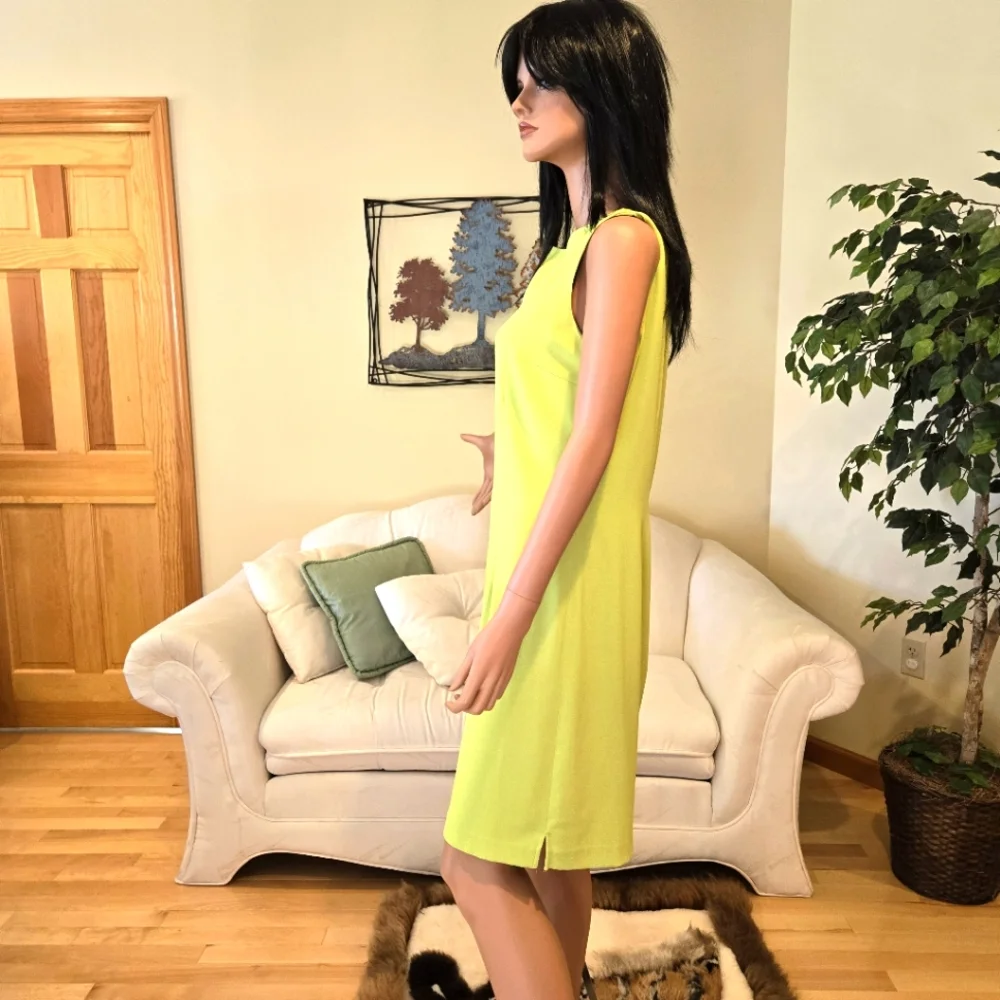 Amanda Smith Apple Green Sleeveless Sheath Dress, Size 12 - Picture 2 of 9